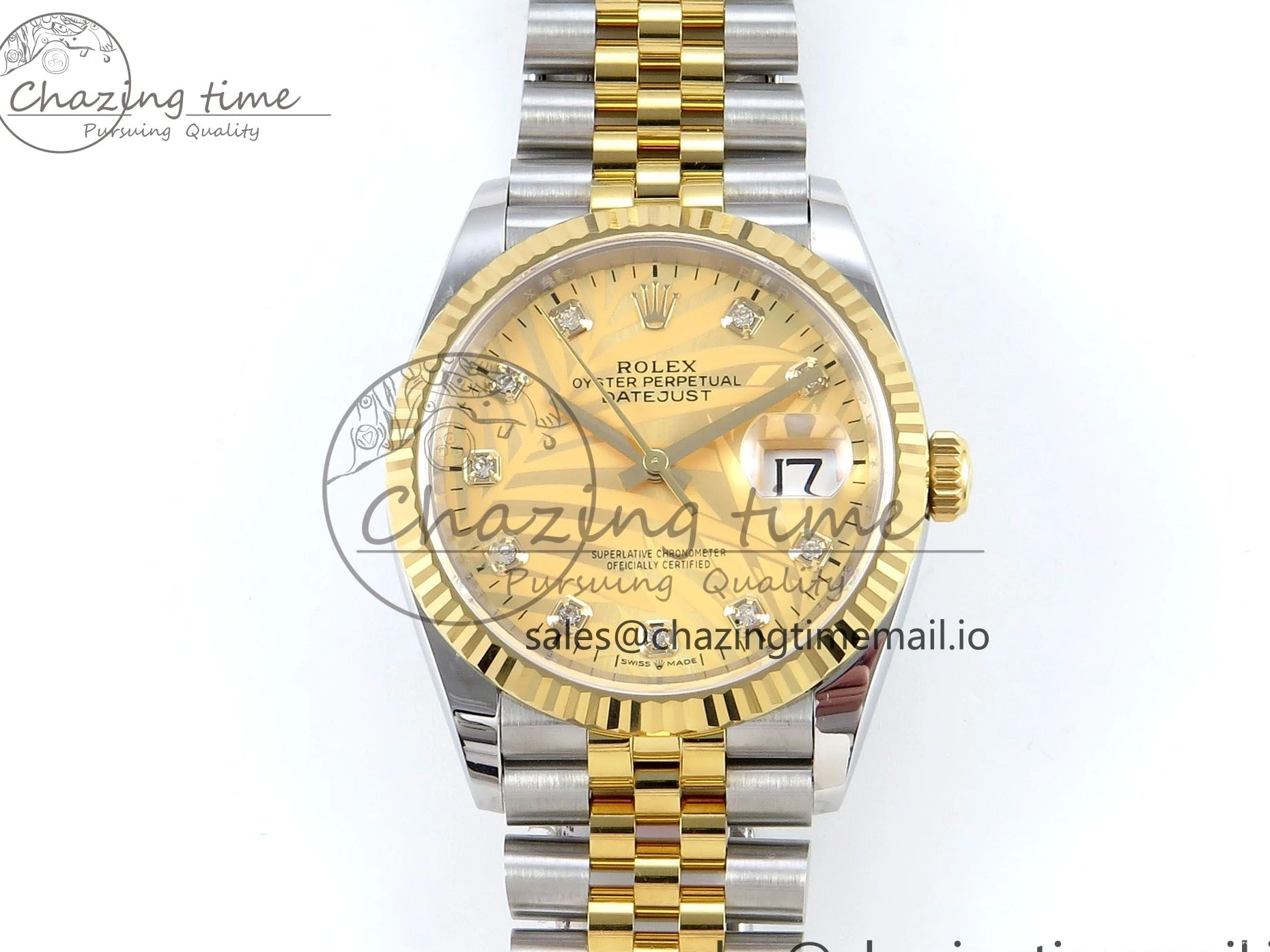 MiroTime 1225 DateJust 36 126233 EWEF Best Edition YG Leaf Dial on SS YG Jubilee Bracelet A Sporty 628